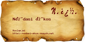 Nádasi Ákos névjegykártya